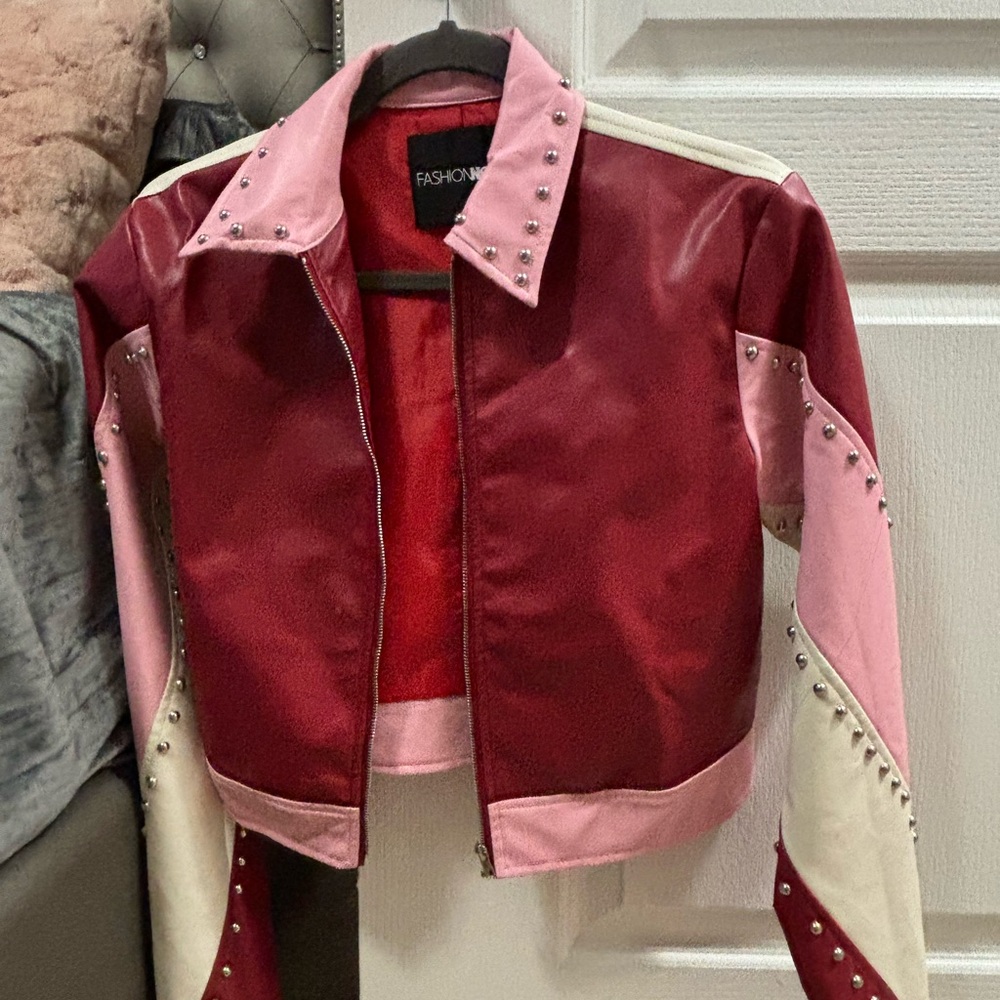 Colorblock Leather Jacket